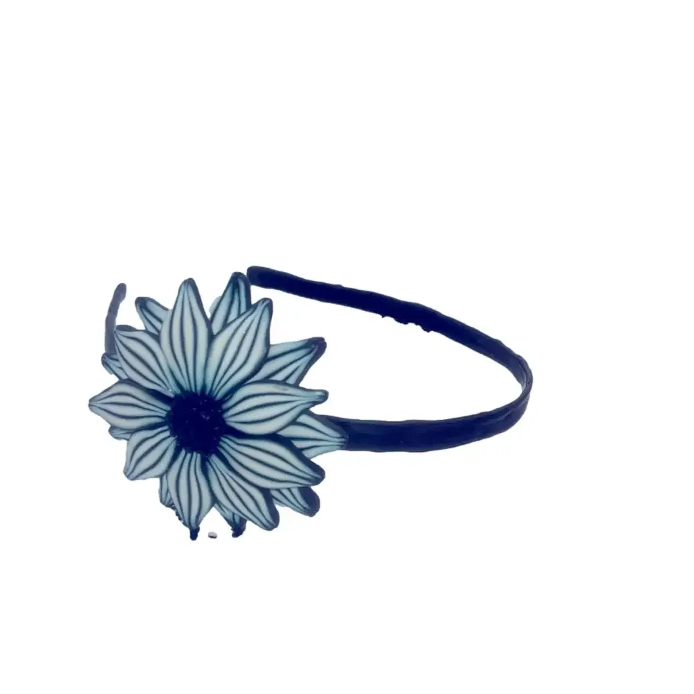 blue and white clay floral headband